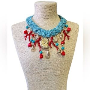 Turquoise Charm Collar Necklace | Handmade Statement Jewelry NWT